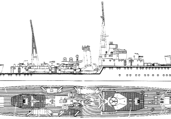 Корабль IJN Hashidate [Gunboat] - чертежи, габариты, рисунки